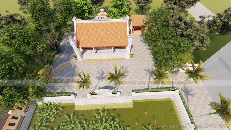 Thiết kế nhà thờ họ miền Trung với khuông viên và hồ nước