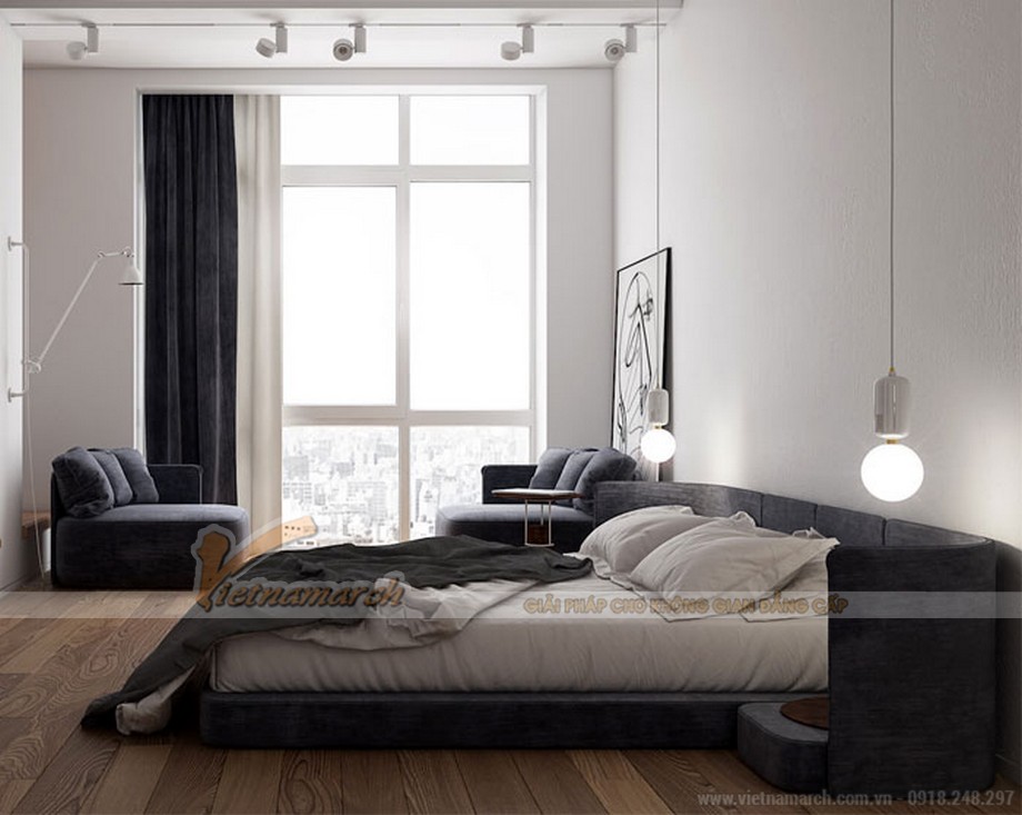 Thiết kế phòng ngủ với gam màu đơn sắc