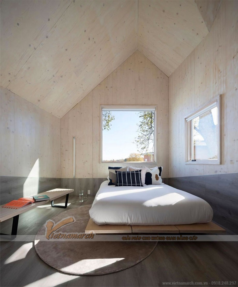 Thiết kế phòng ngủ đẹp với trần gỗ
