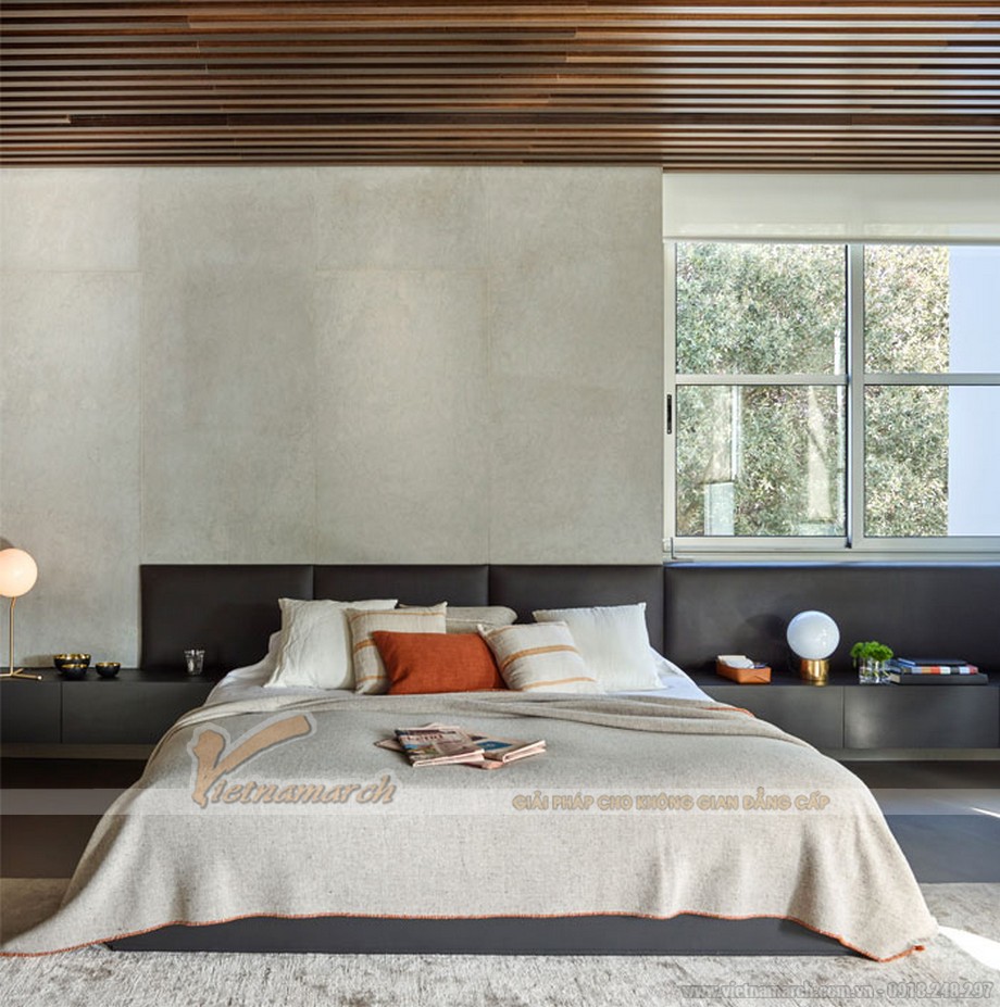 Thiết kế phòng ngủ đẹp với trần gỗ